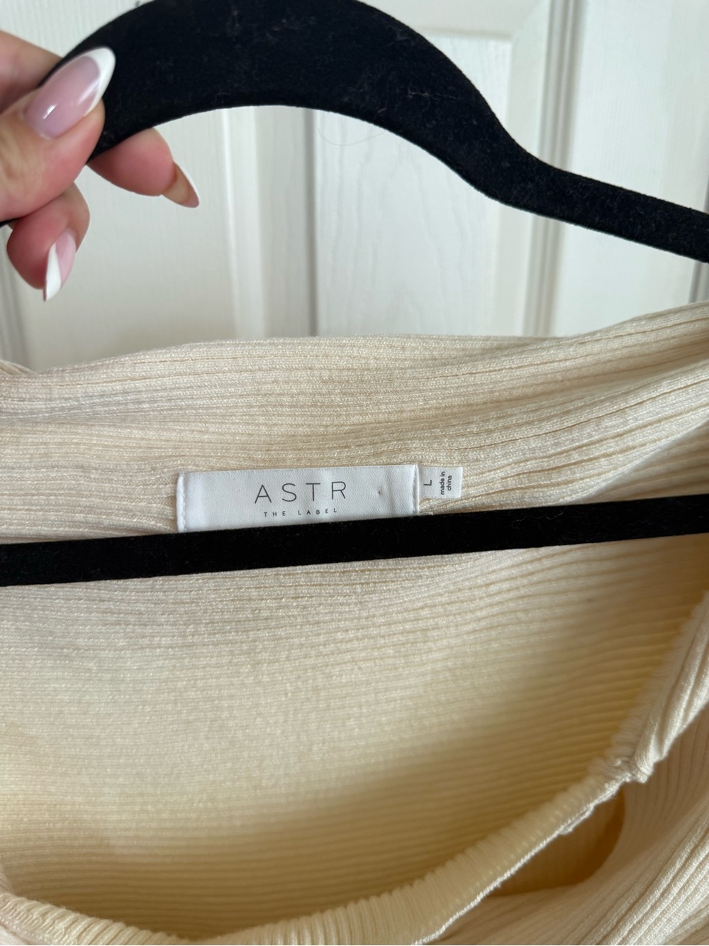 Astr Twisted Off-Shoulder Ribbed Sweater - Cream - Picture 3 of 4